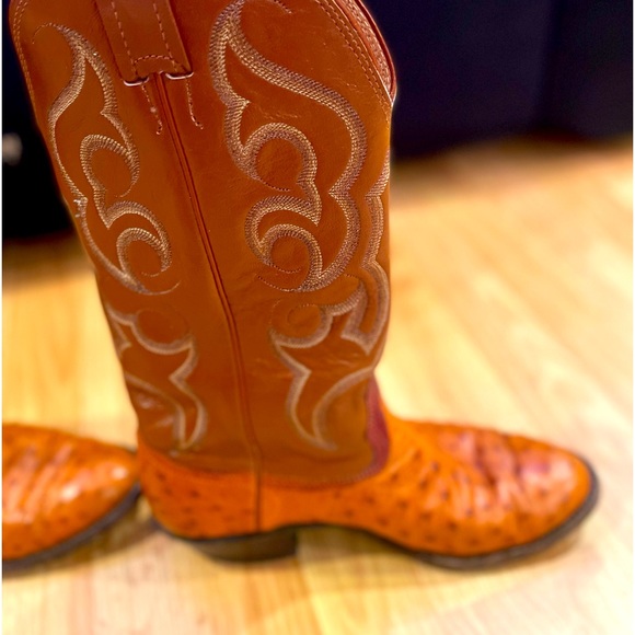 Nocona Genuine Exotic Full Quill Ostrich and Leather Men’s Cowboy Boots. - Picture 3 of 15